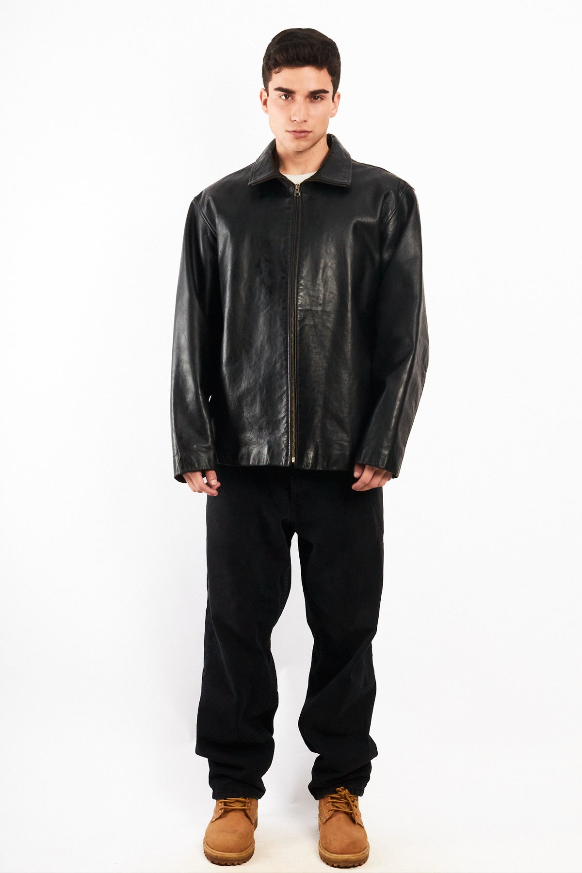 2000 Vintage GAP Black Leather Harrington (L/XL)