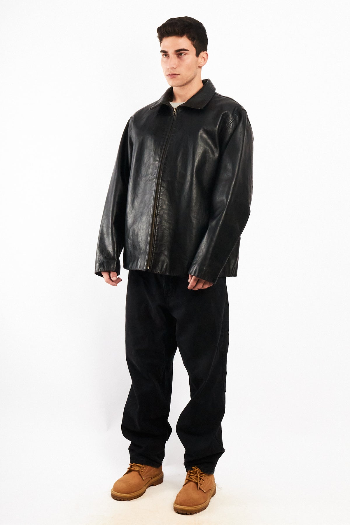 2000 Vintage GAP Black Leather Harrington (L/XL)