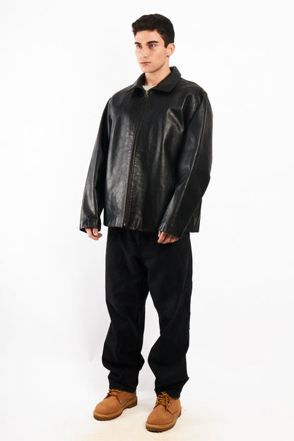 2000 Vintage GAP Black Leather Harrington (L/XL)