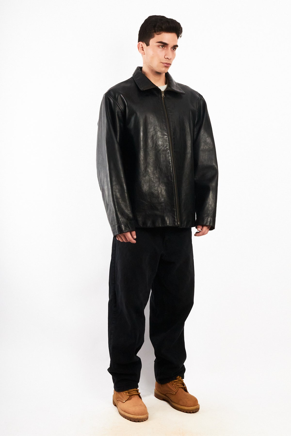 2000 Vintage GAP Black Leather Harrington (L/XL)