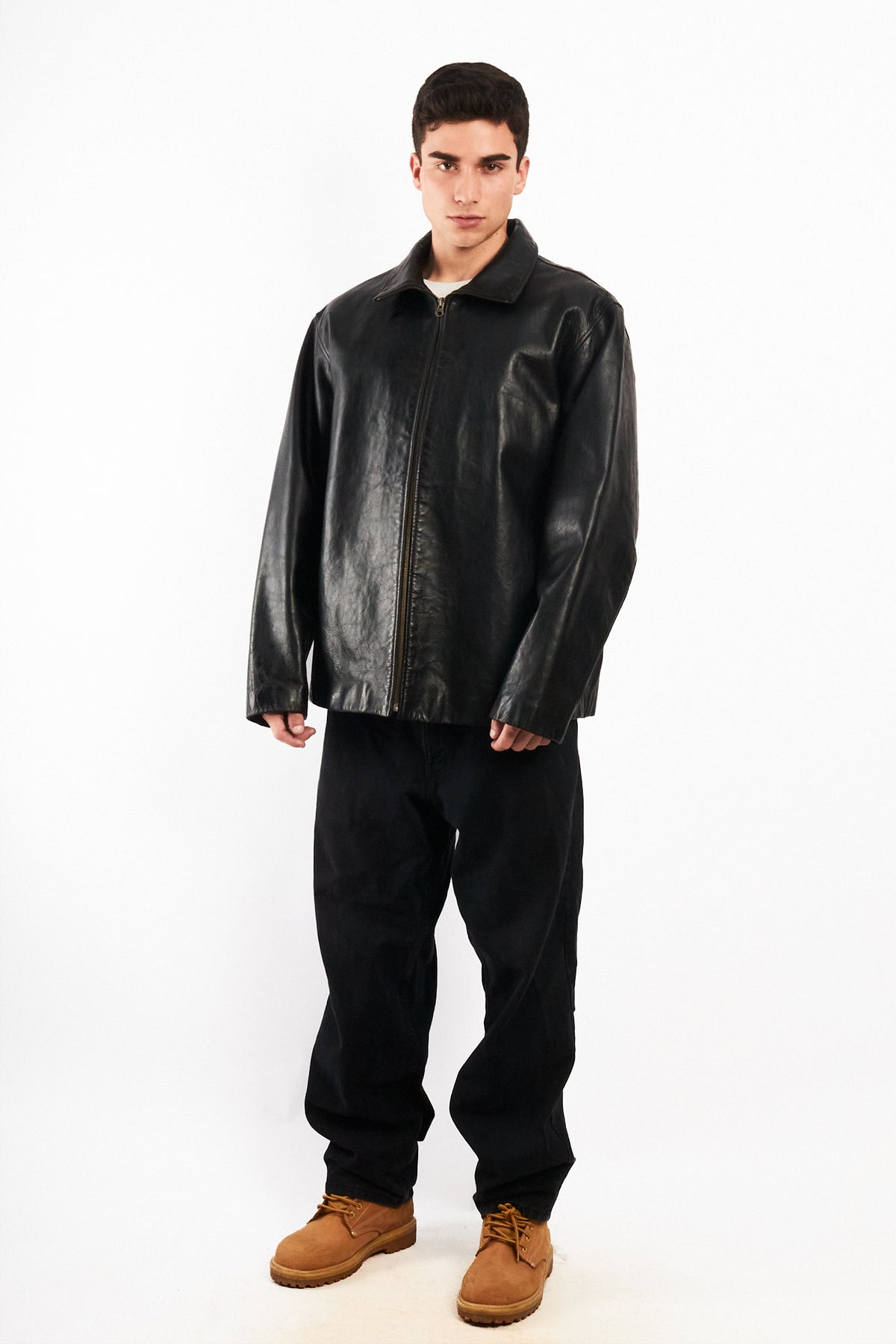 2000 Vintage GAP Black Leather Harrington (L/XL)