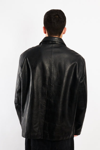 2000 Vintage GAP Black Leather Harrington (L/XL)