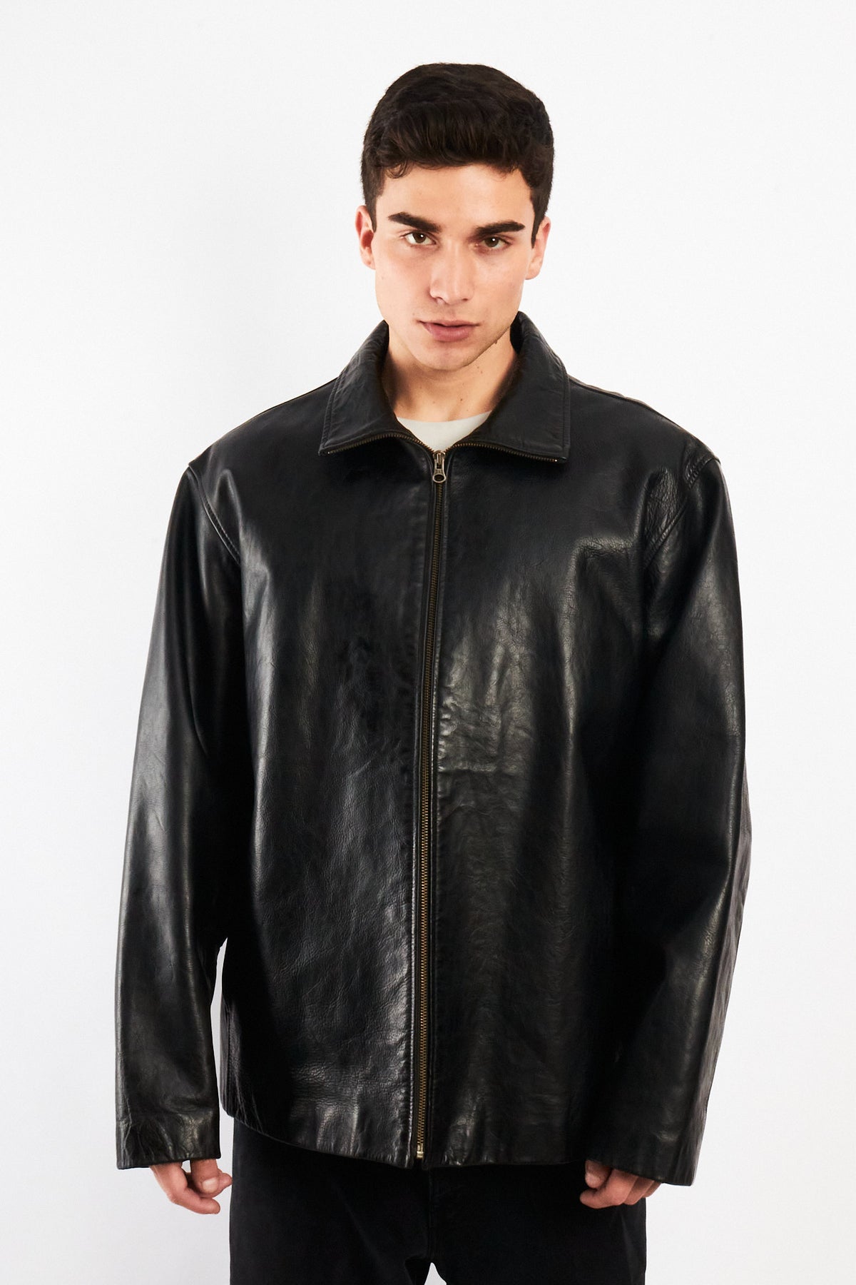 2000 Vintage GAP Black Leather Harrington (L/XL)