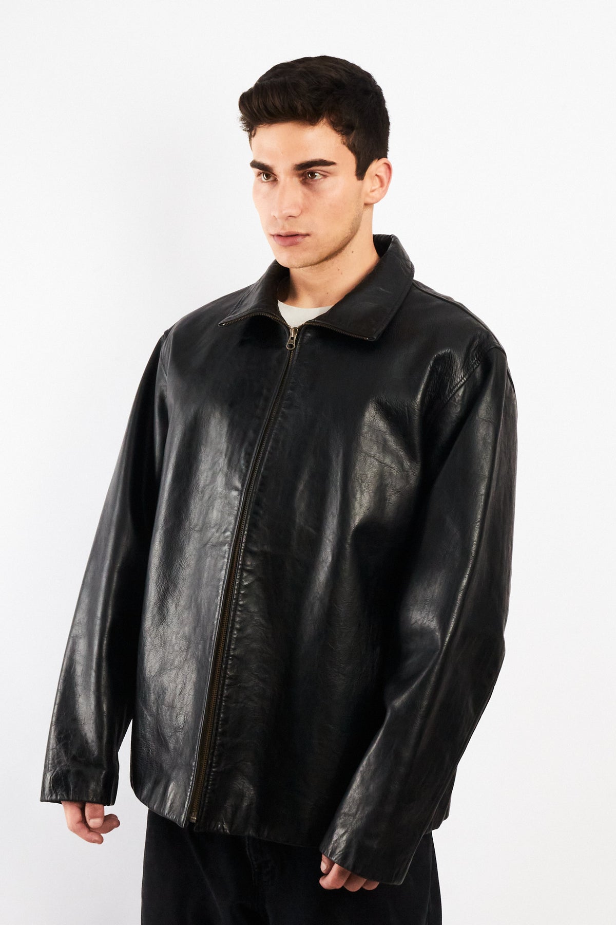 2000 Vintage GAP Black Leather Harrington (L/XL)