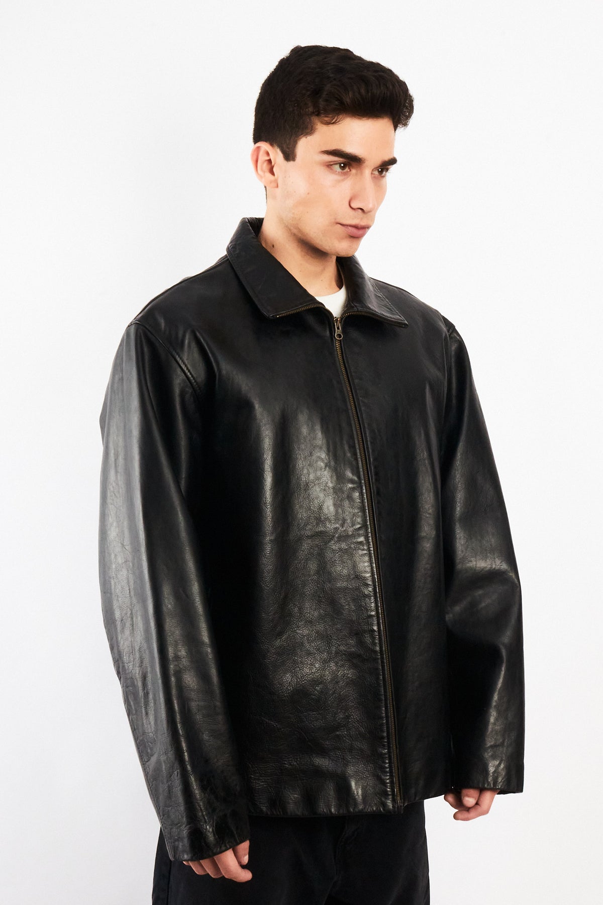 2000 Vintage GAP Black Leather Harrington (L/XL)