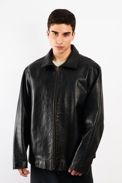 2000 Vintage GAP Black Leather Harrington (L/XL)