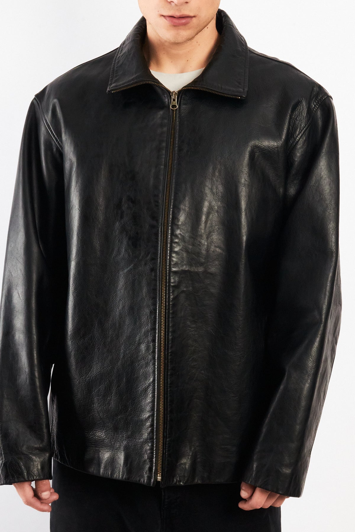 2000 Vintage GAP Black Leather Harrington (L/XL)