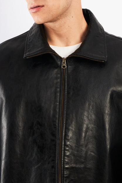2000 Vintage GAP Black Leather Harrington (L/XL)
