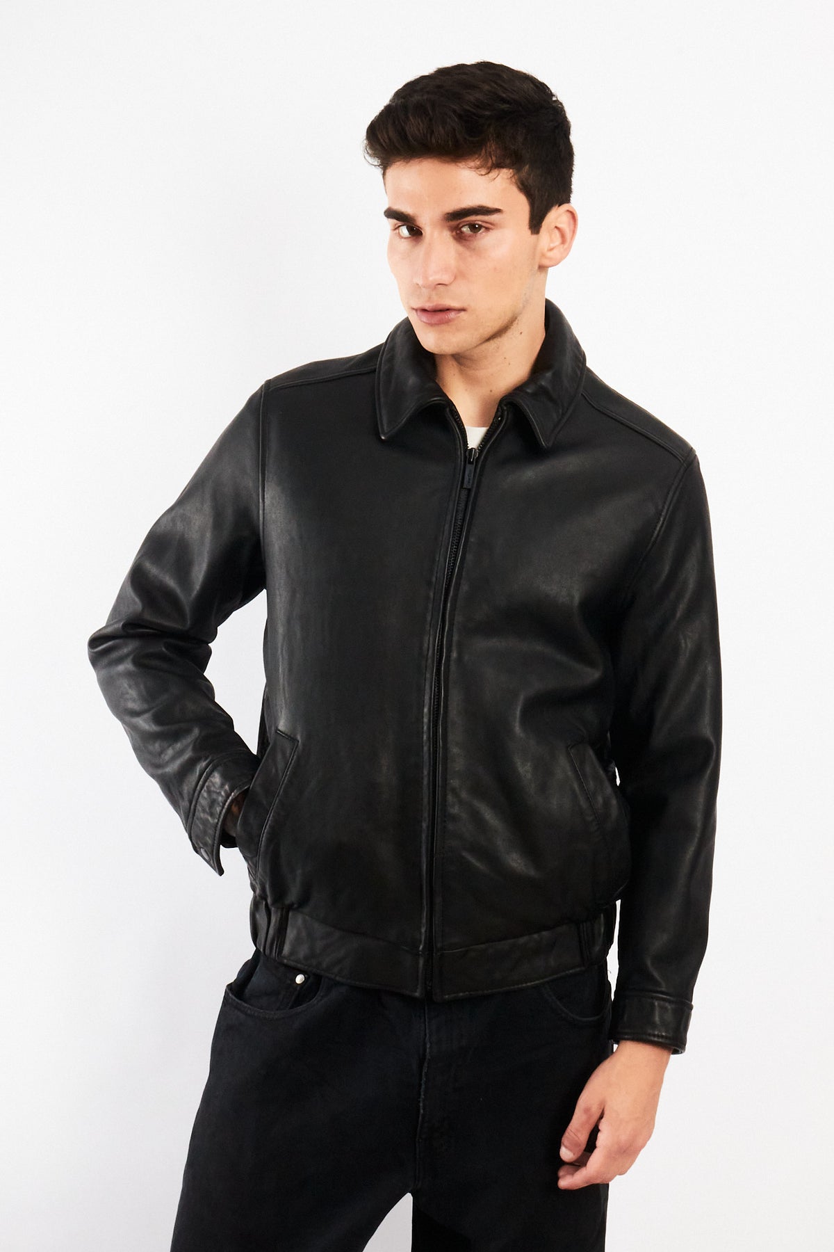 2000 Vintage Calvin Klein Leather Harrington (S/M)