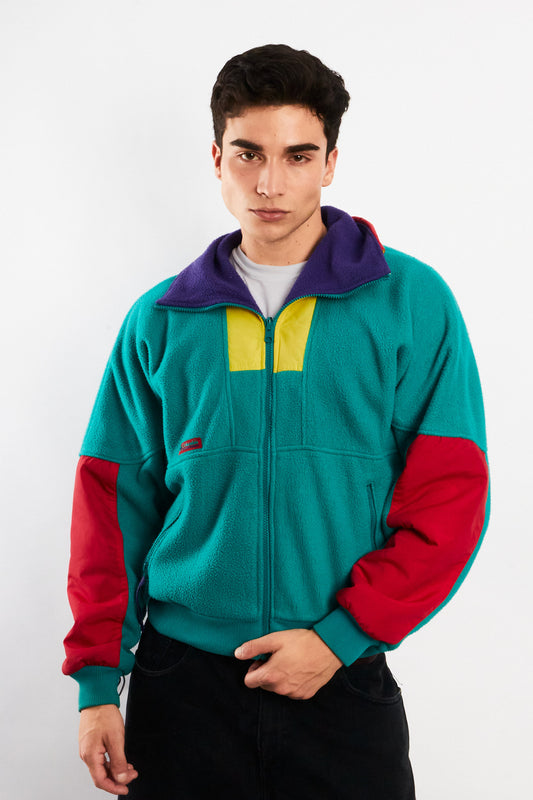 1990 Vintage Columbia Radial Sleeve Colorblock Fleece (M)