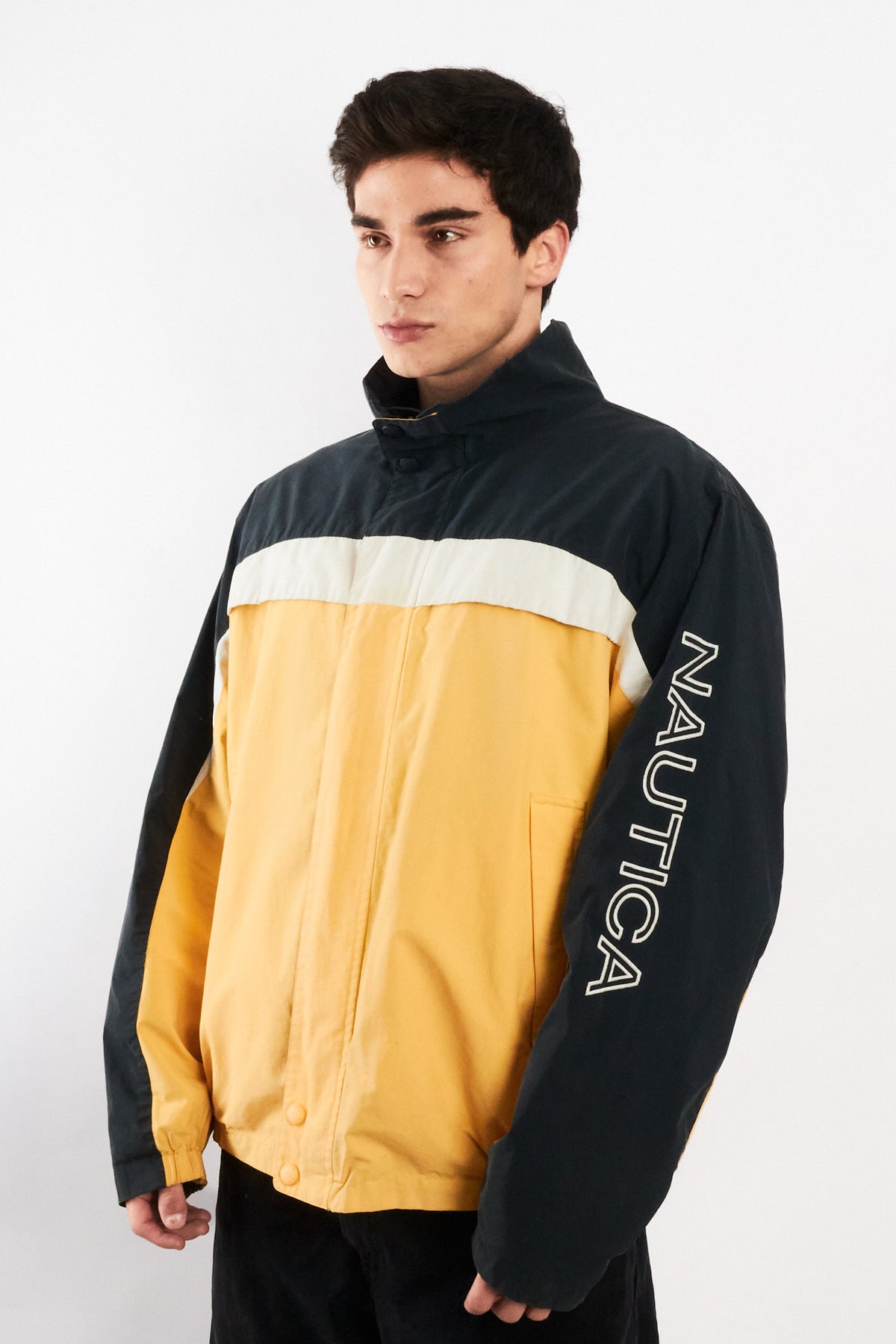 2000 Vintage Nautica Colorblock Spellout /Polar Jacket (L/XL)