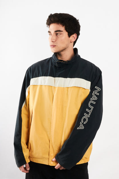 2000 Vintage Nautica Colorblock Spellout /Polar Jacket (L/XL)
