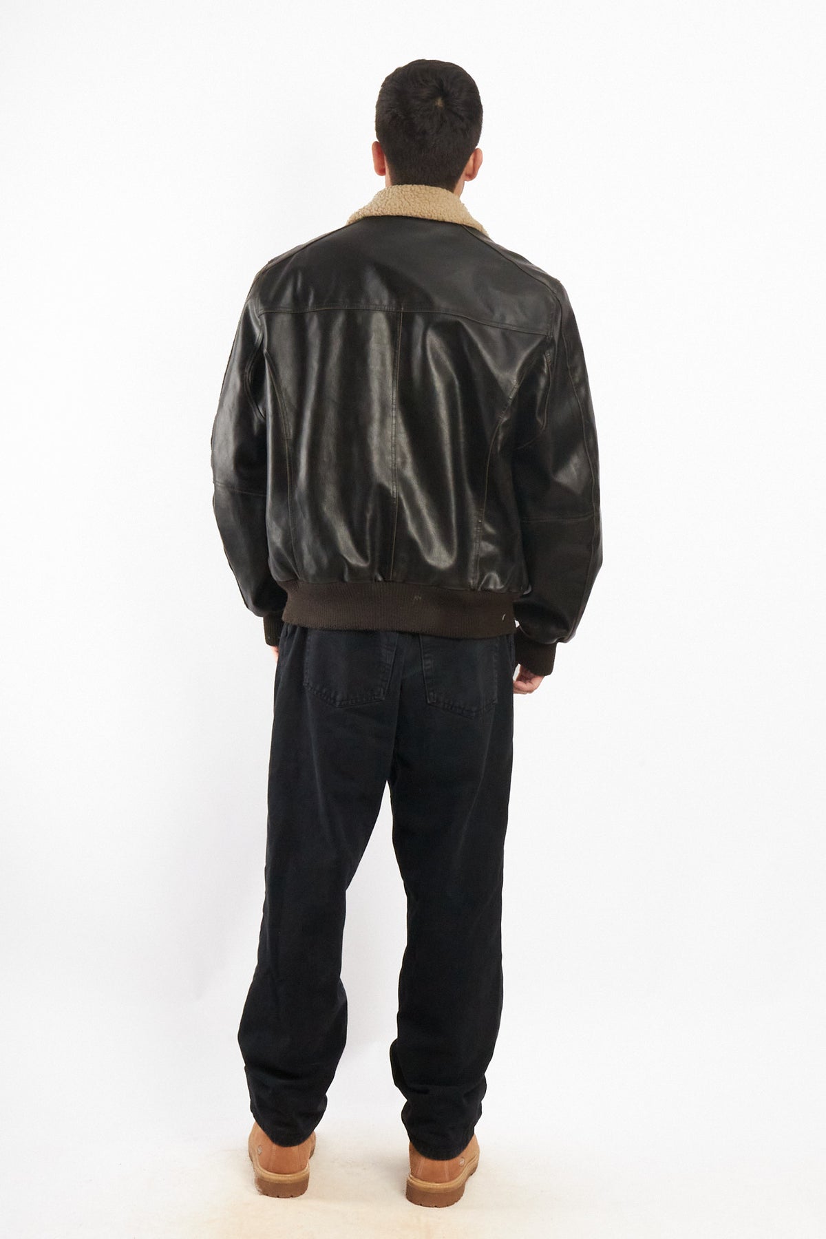2000 Vintage Levi's Distressed Vegan Leather A-2 Sherpa Aviator (M/L)
