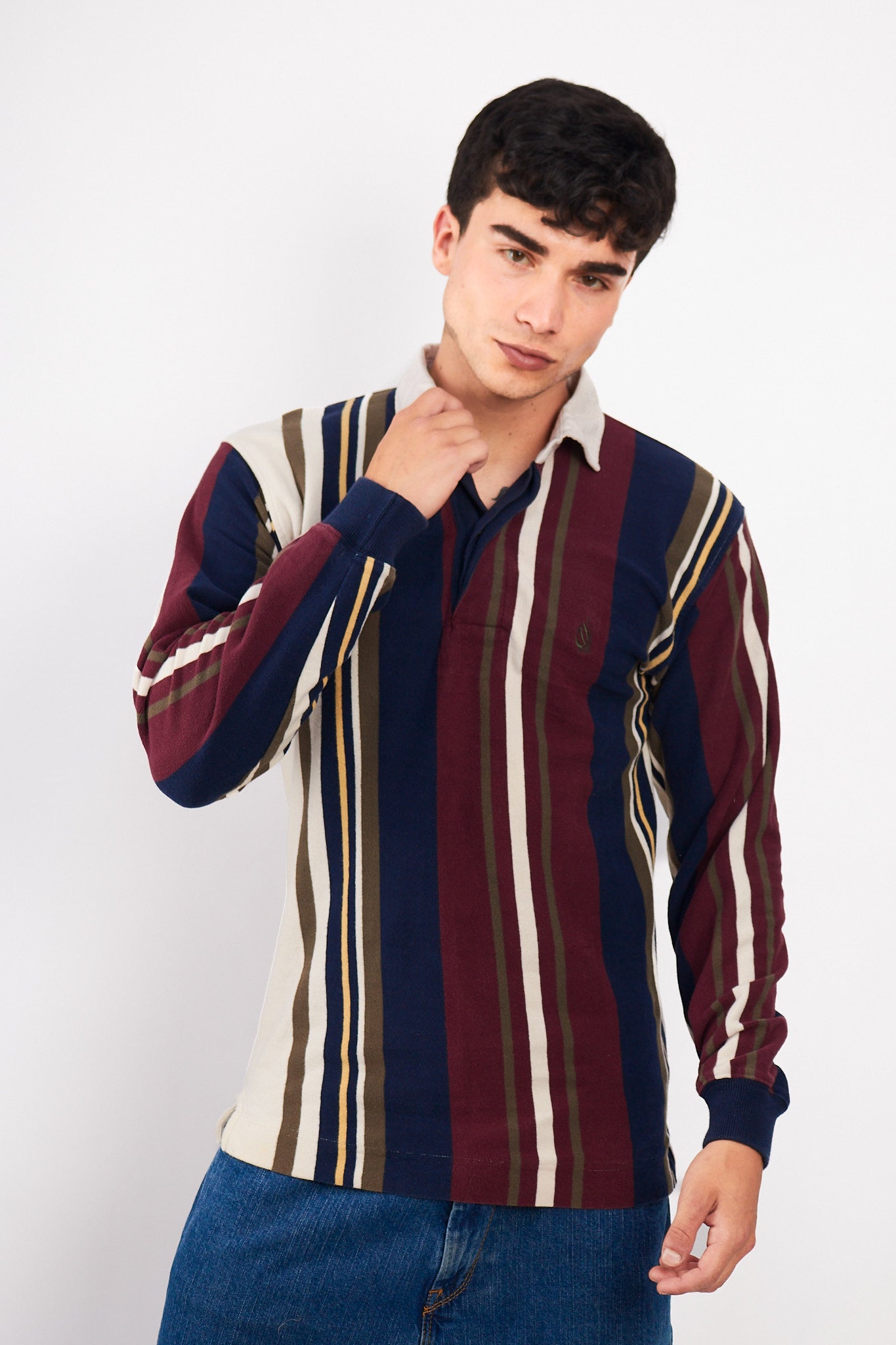 1990 Vintage Nautica Colorblock Striped Rugby (S/M)