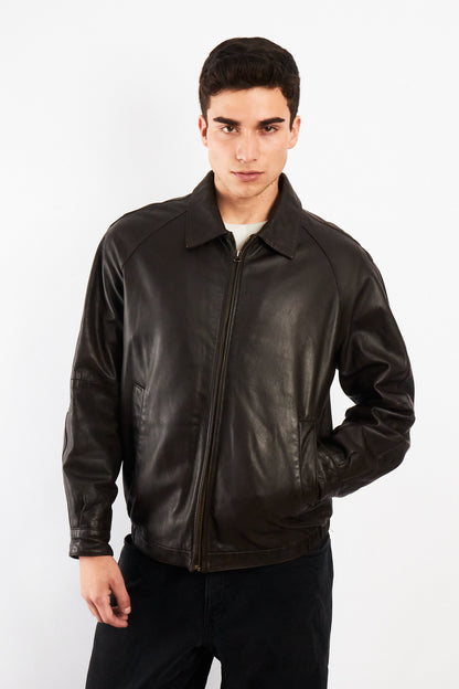 2010 Renzo Costa New Zealand Chocolate Leather Harrington (M)