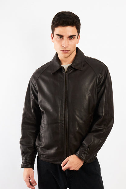 2010 Renzo Costa New Zealand Chocolate Leather Harrington (M)