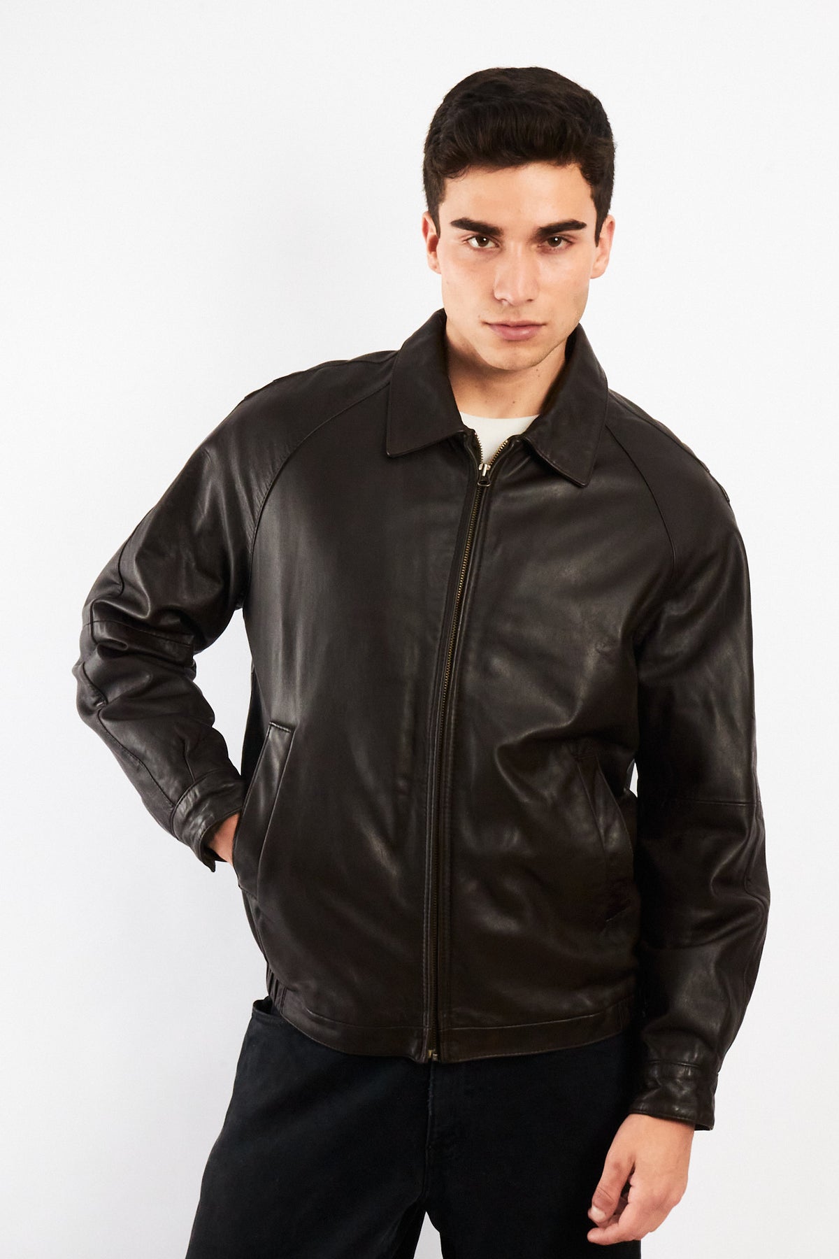 2010 Renzo Costa New Zealand Chocolate Leather Harrington (M)