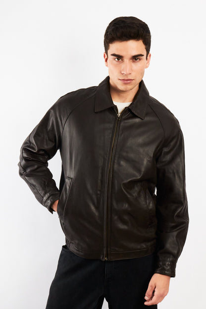 2010 Renzo Costa New Zealand Chocolate Leather Harrington (M)