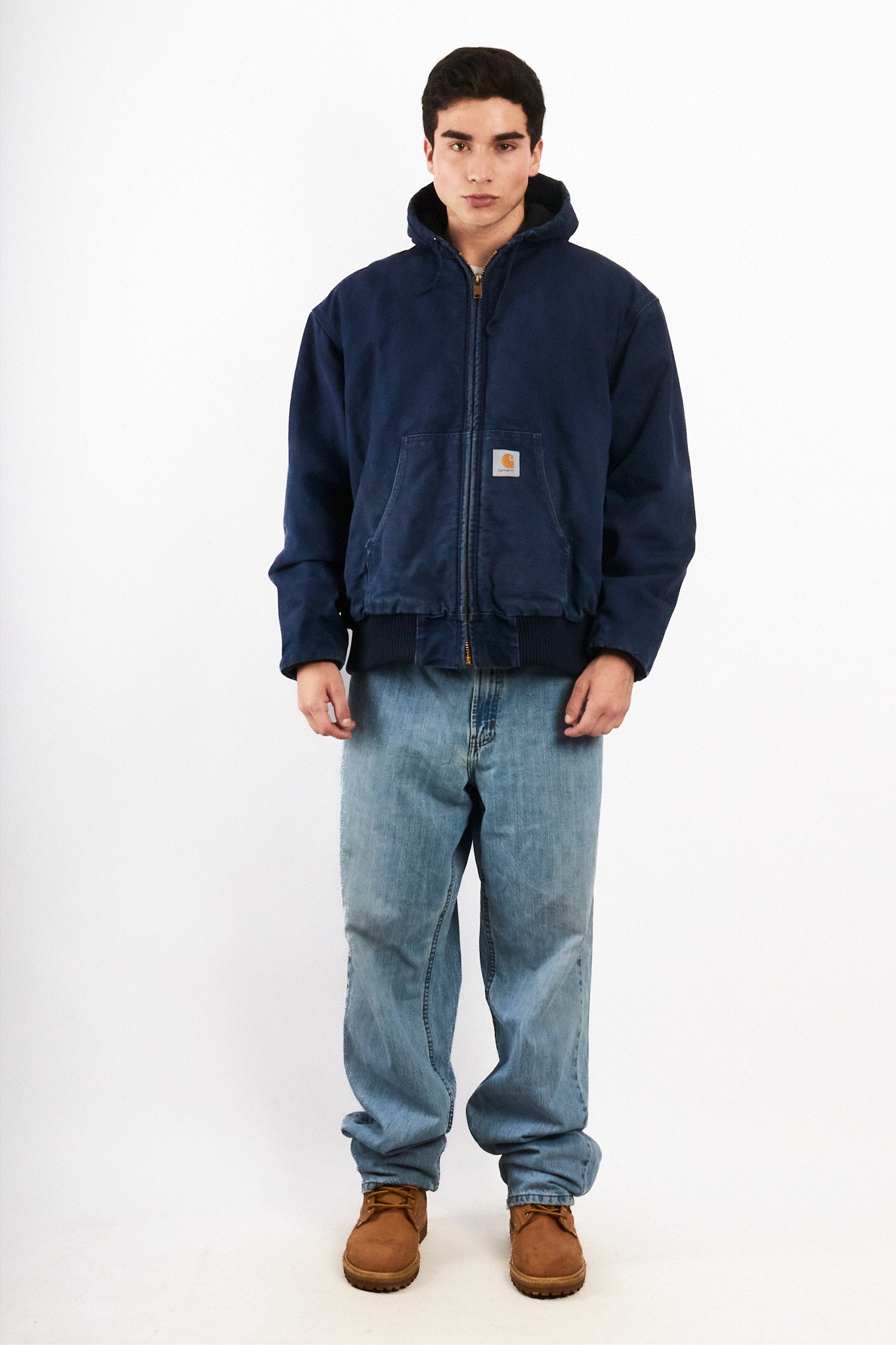 2000 Vintage Carhartt J130 Faded Dark Navy Duck Active Jacket (M/L)