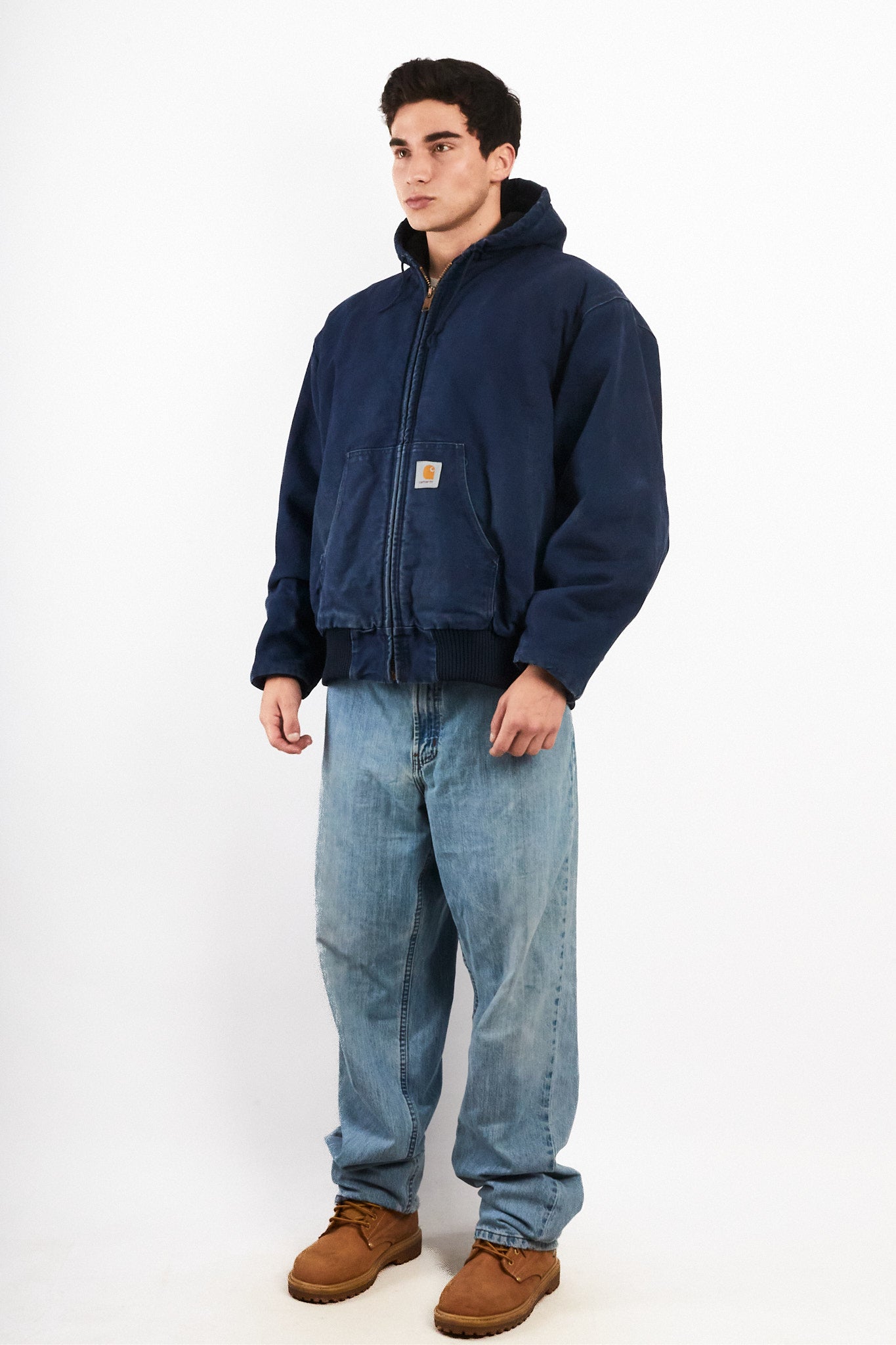 2000 Vintage Carhartt J130 Faded Dark Navy Duck Active Jacket (M/L)