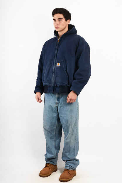 2000 Vintage Carhartt J130 Faded Dark Navy Duck Active Jacket (M/L)