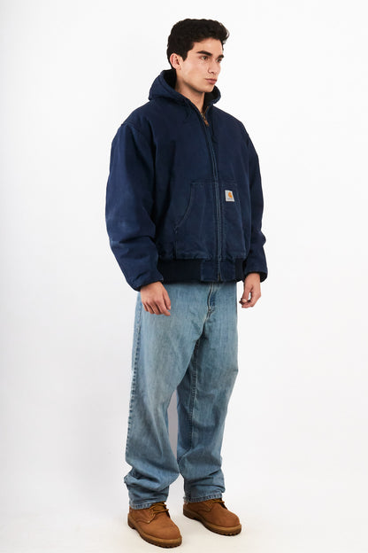 2000 Vintage Carhartt J130 Faded Dark Navy Duck Active Jacket (M/L)