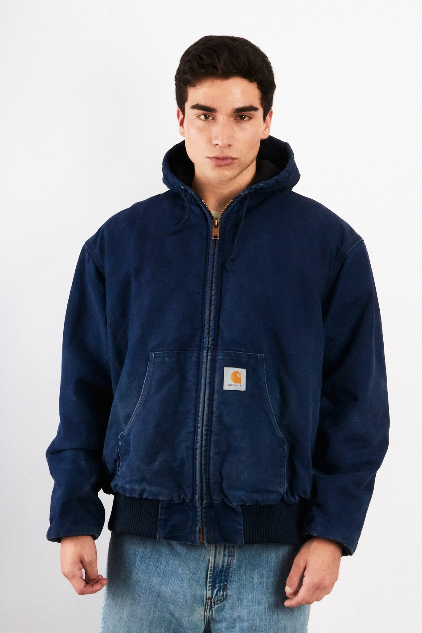 2000 Vintage Carhartt J130 Faded Dark Navy Duck Active Jacket (M/L)