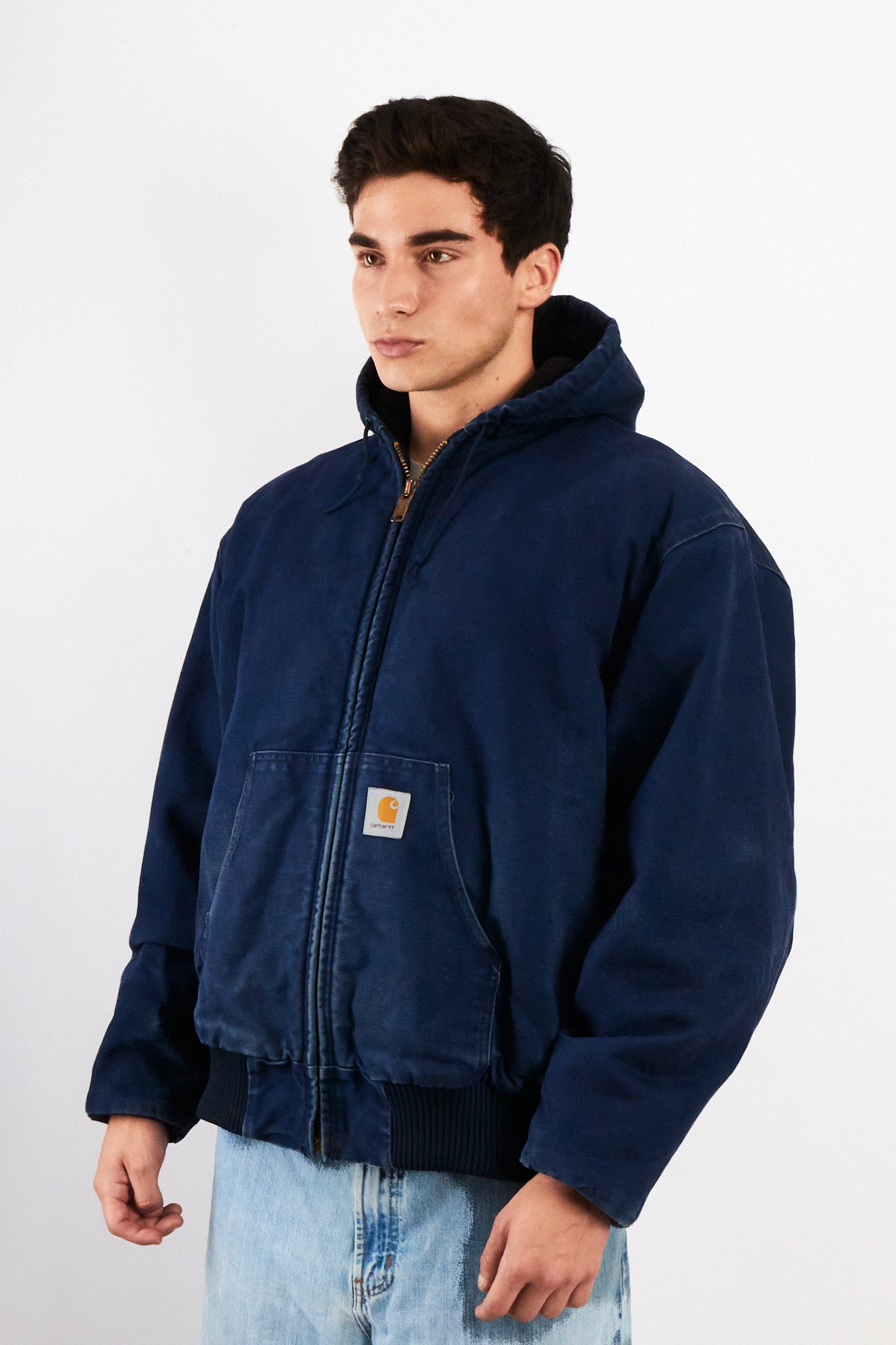 2000 Vintage Carhartt J130 Faded Dark Navy Duck Active Jacket (M/L)