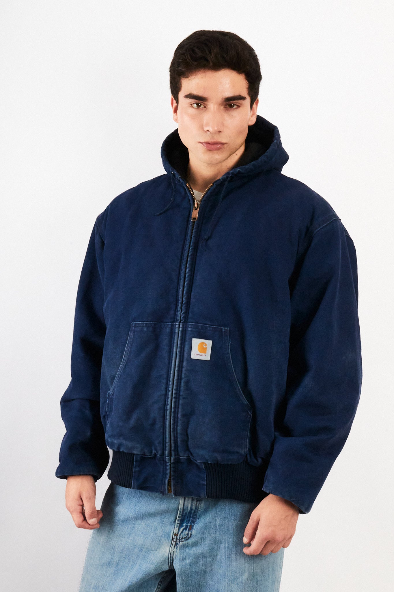 2000 Vintage Carhartt J130 Faded Dark Navy Duck Active Jacket (M/L)