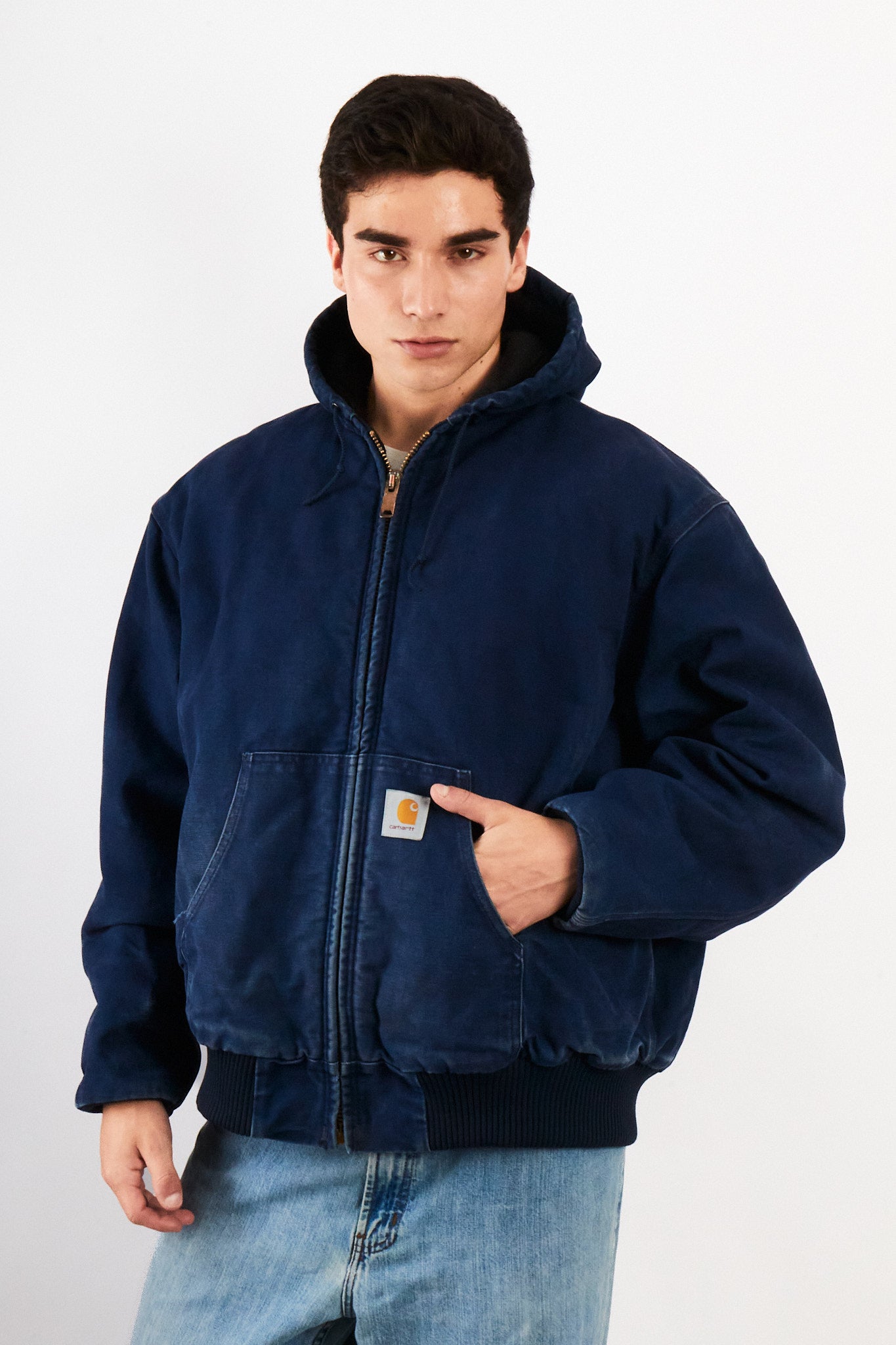 2000 Vintage Carhartt J130 Faded Dark Navy Duck Active Jacket (M/L)