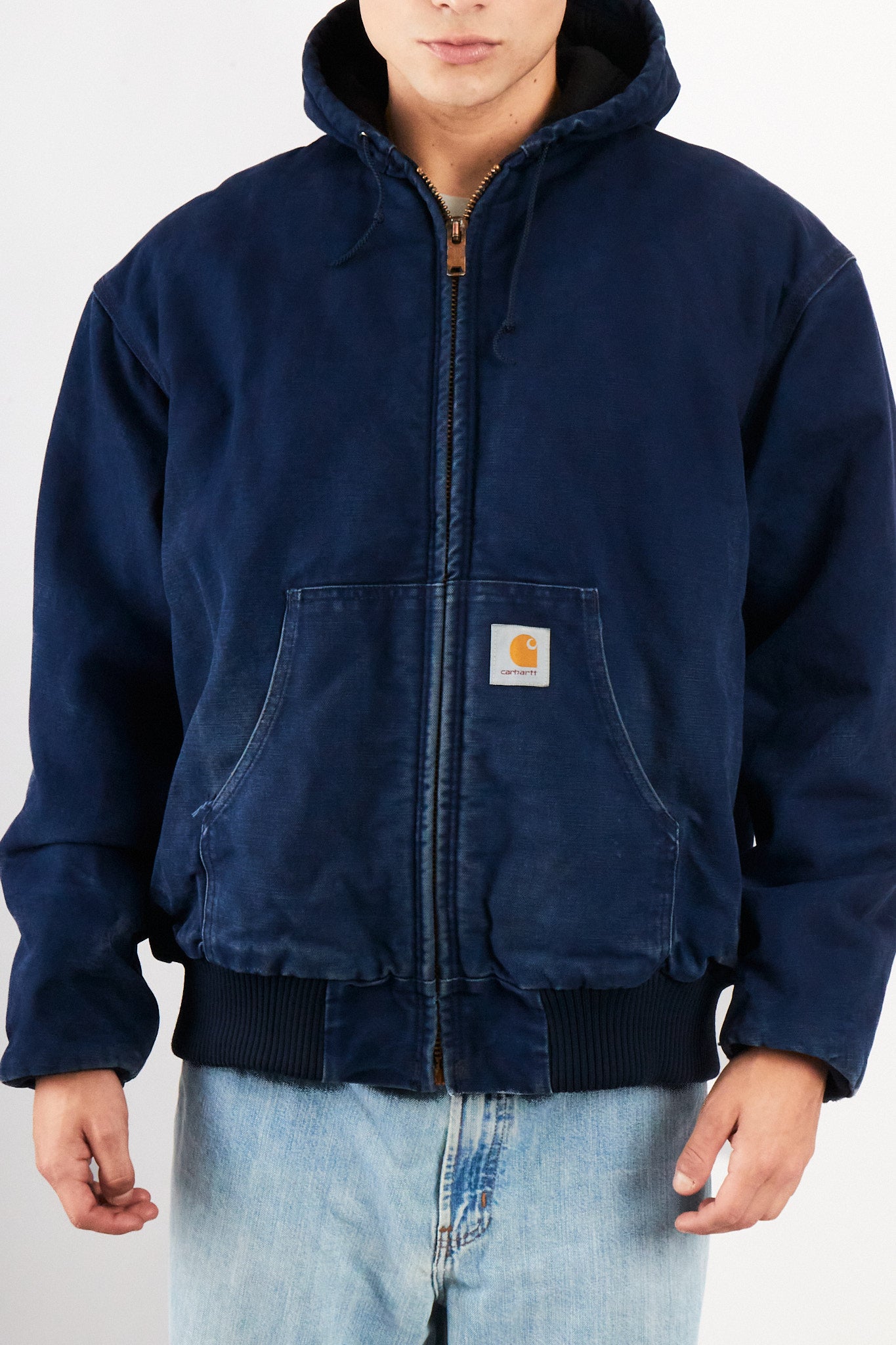2000 Vintage Carhartt J130 Faded Dark Navy Duck Active Jacket (M/L)