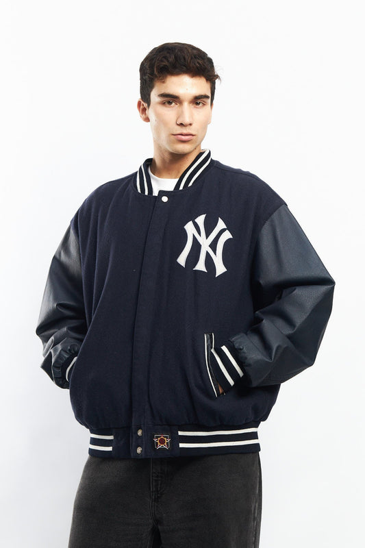 2000 Jeff Hamilton x MLB Yankees Reversible Leather Varsity/ All Print Jacket (L)