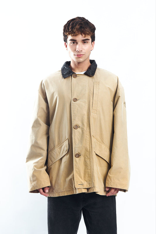2000 Timberland Leather Collar Trench Jacket (L/XL)