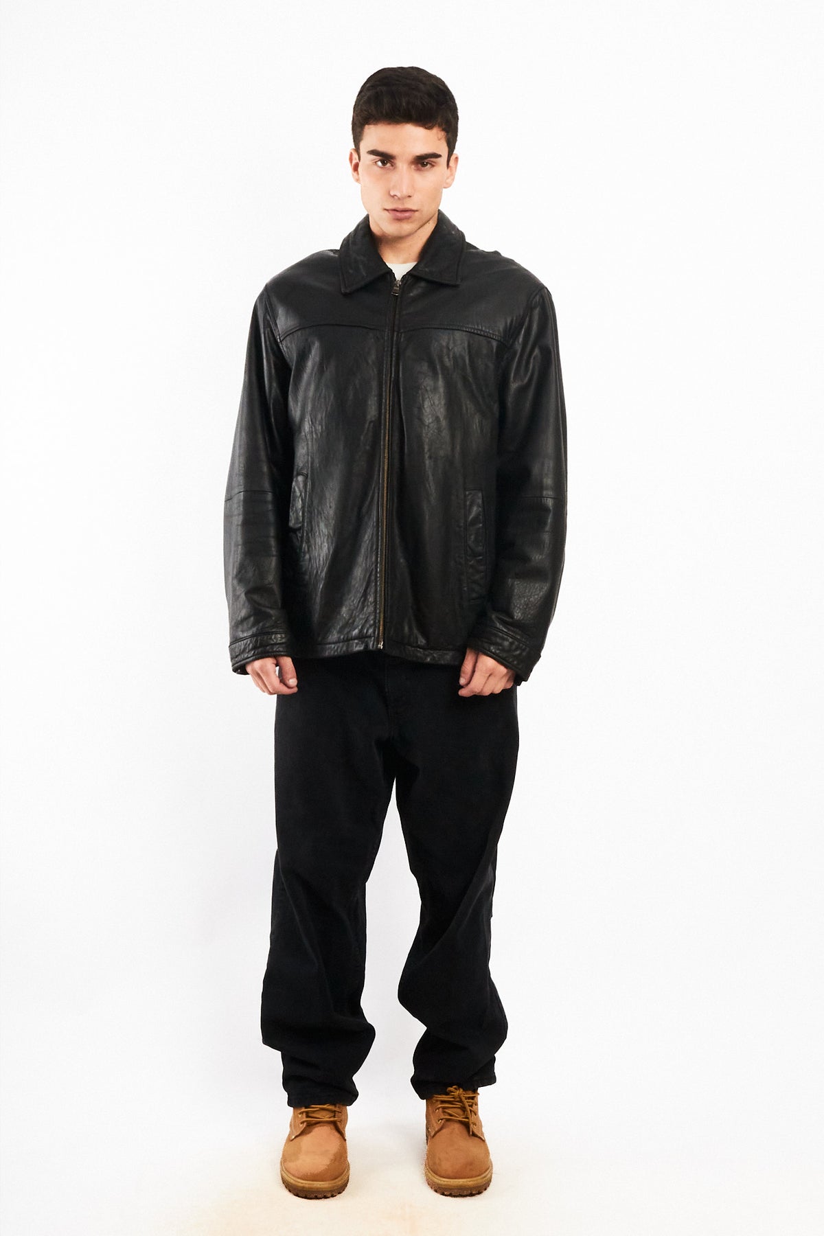 2000 Vintage Columbia Leather Harrington Jacket (L/XL)