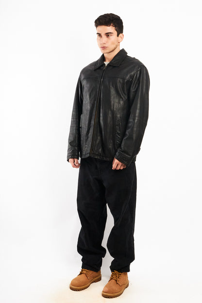 2000 Vintage Columbia Leather Harrington Jacket (L/XL)