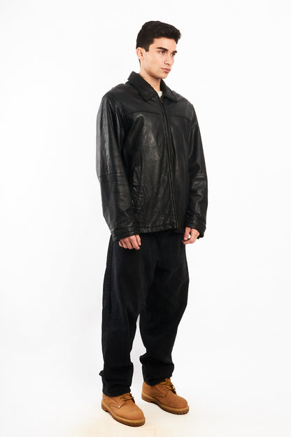 2000 Vintage Columbia Leather Harrington Jacket (L/XL)