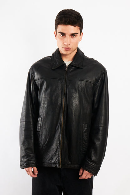 2000 Vintage Columbia Leather Harrington Jacket (L/XL)