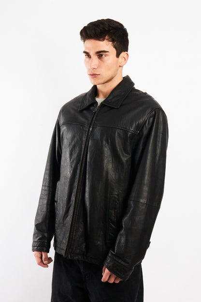 2000 Vintage Columbia Leather Harrington Jacket (L/XL)