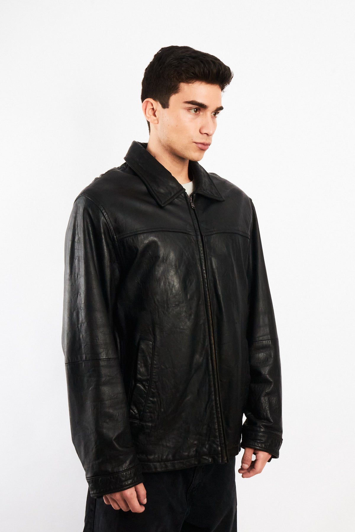 2000 Vintage Columbia Leather Harrington Jacket (L/XL)