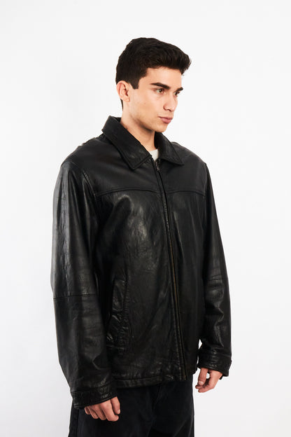2000 Vintage Columbia Leather Harrington Jacket (L/XL)