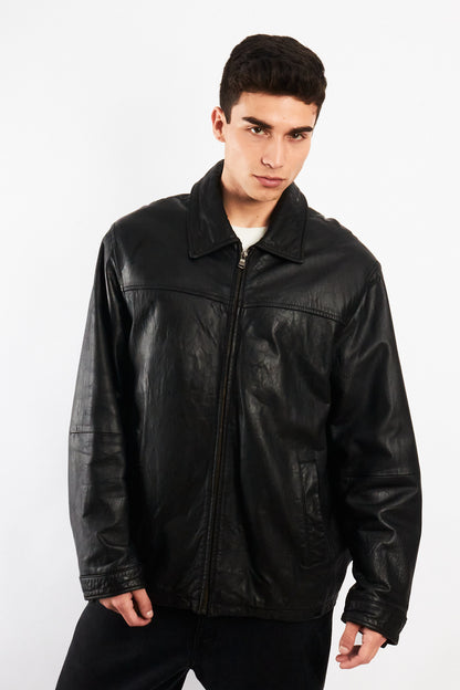 2000 Vintage Columbia Leather Harrington Jacket (L/XL)