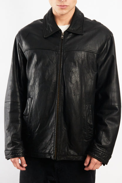 2000 Vintage Columbia Leather Harrington Jacket (L/XL)