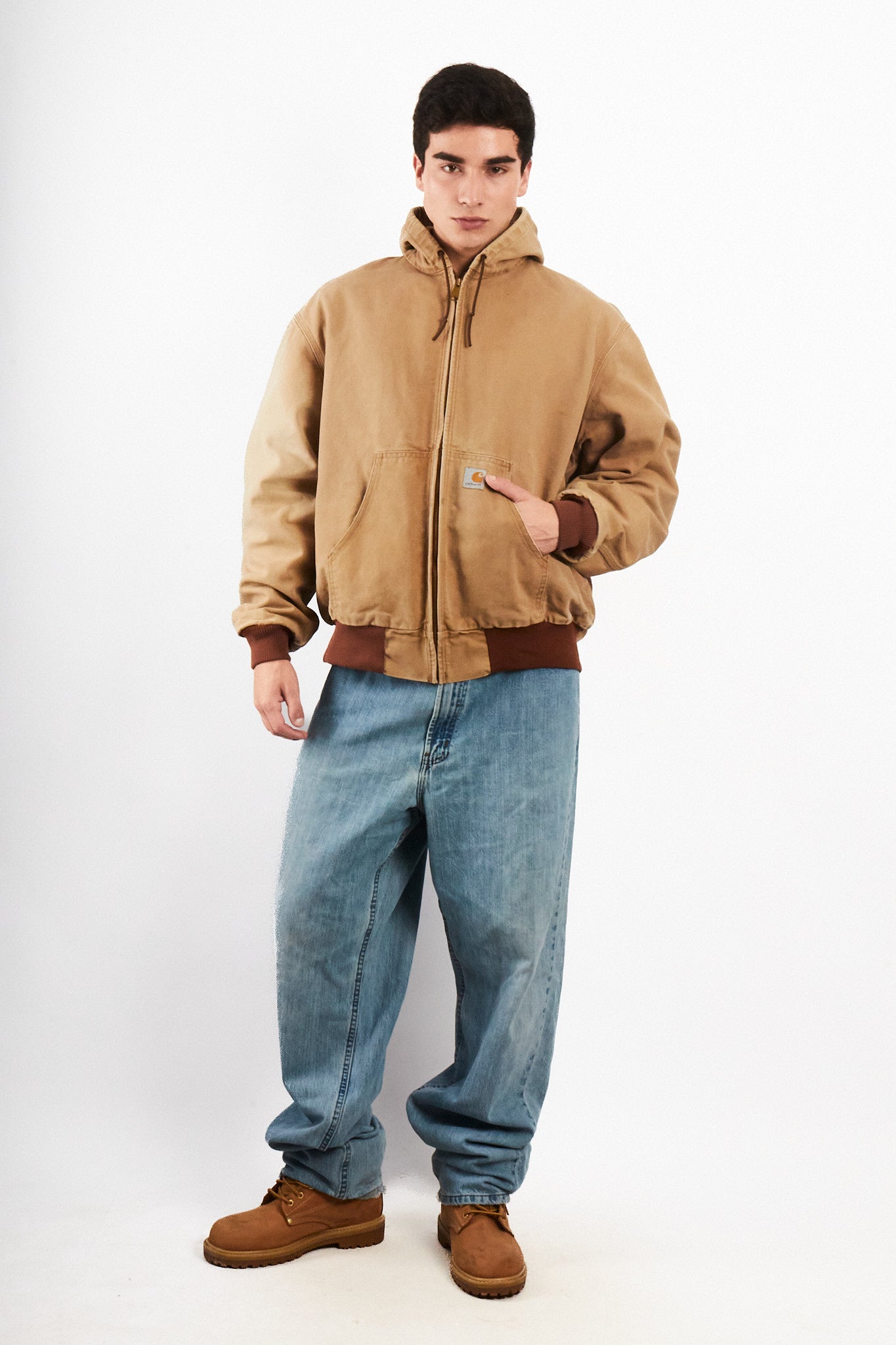 2000 Vintage Carhartt J131 Camel Sunfaded Active Jacket (M/L)