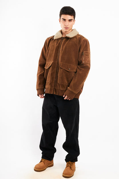 2000 Levi's Mocca Sherpa Type Leather A-2 Flight Jacket (L/XL)