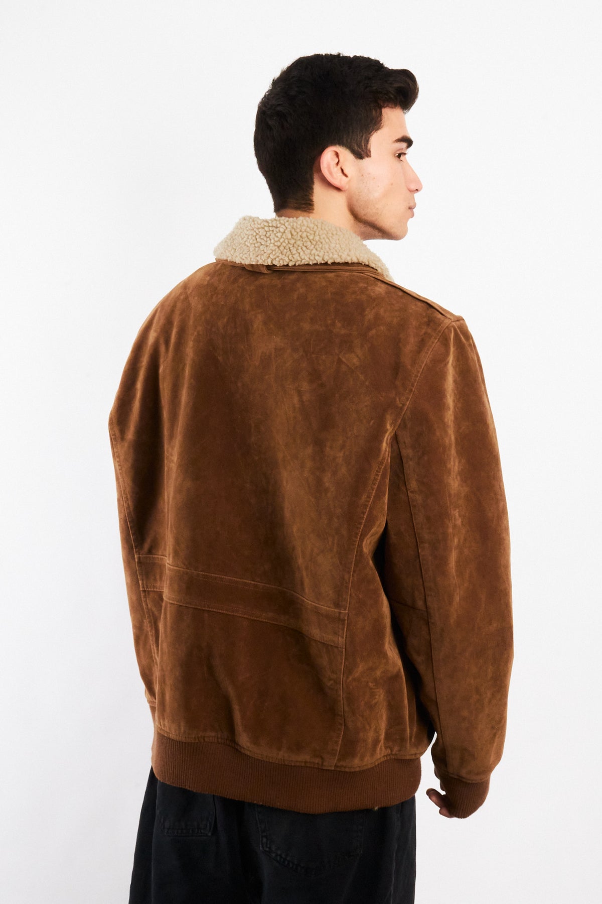 2000 Levi's Mocca Sherpa Type Leather A-2 Flight Jacket (L/XL)