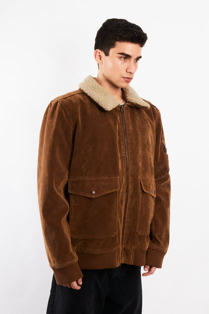 2000 Levi's Mocca Sherpa Type Leather A-2 Flight Jacket (L/XL)