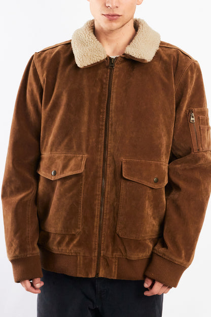 2000 Levi's Mocca Sherpa Type Leather A-2 Flight Jacket (L/XL)