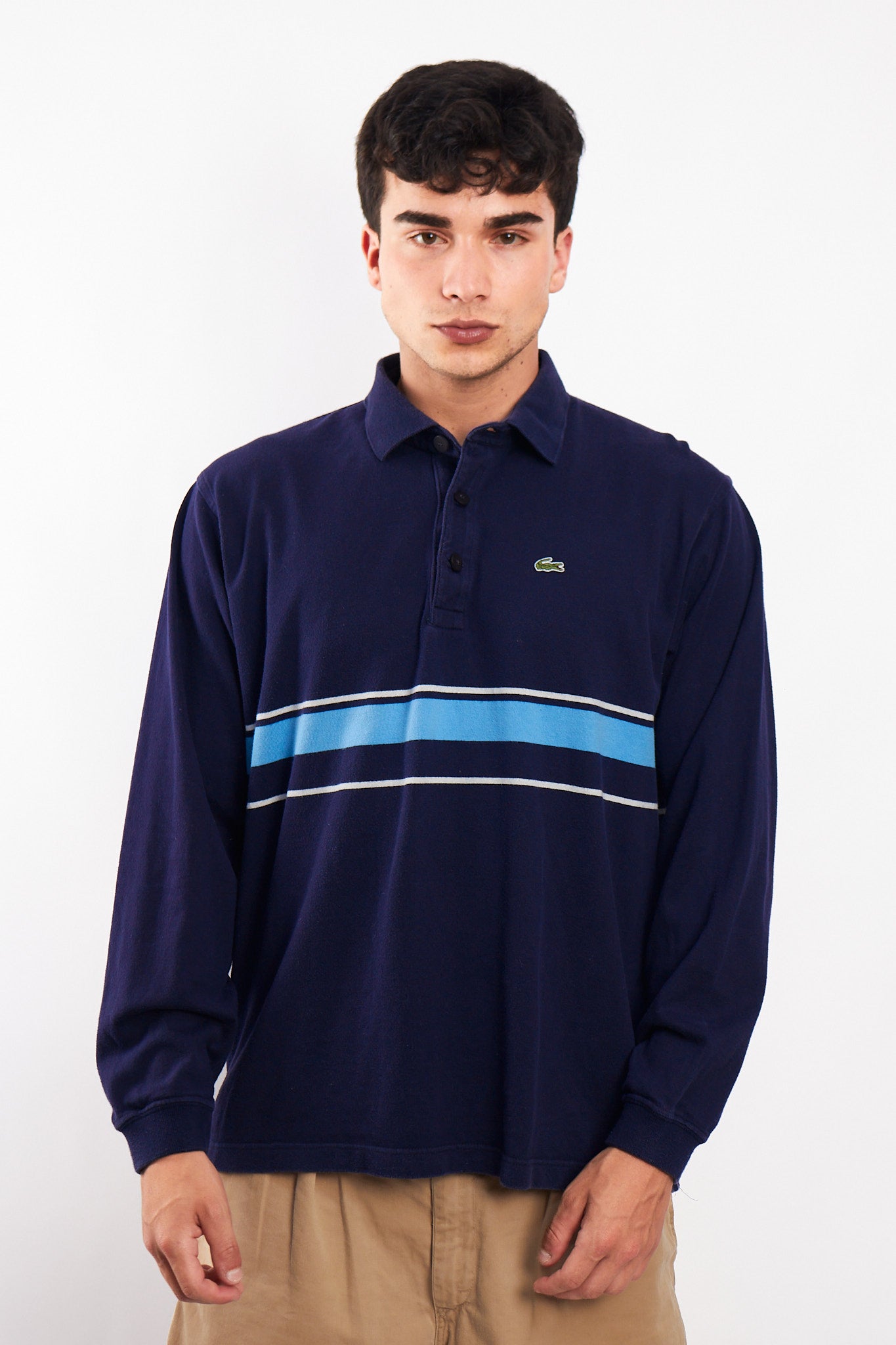 2000 Lacoste Navy Rugby Polo Shirt (L)