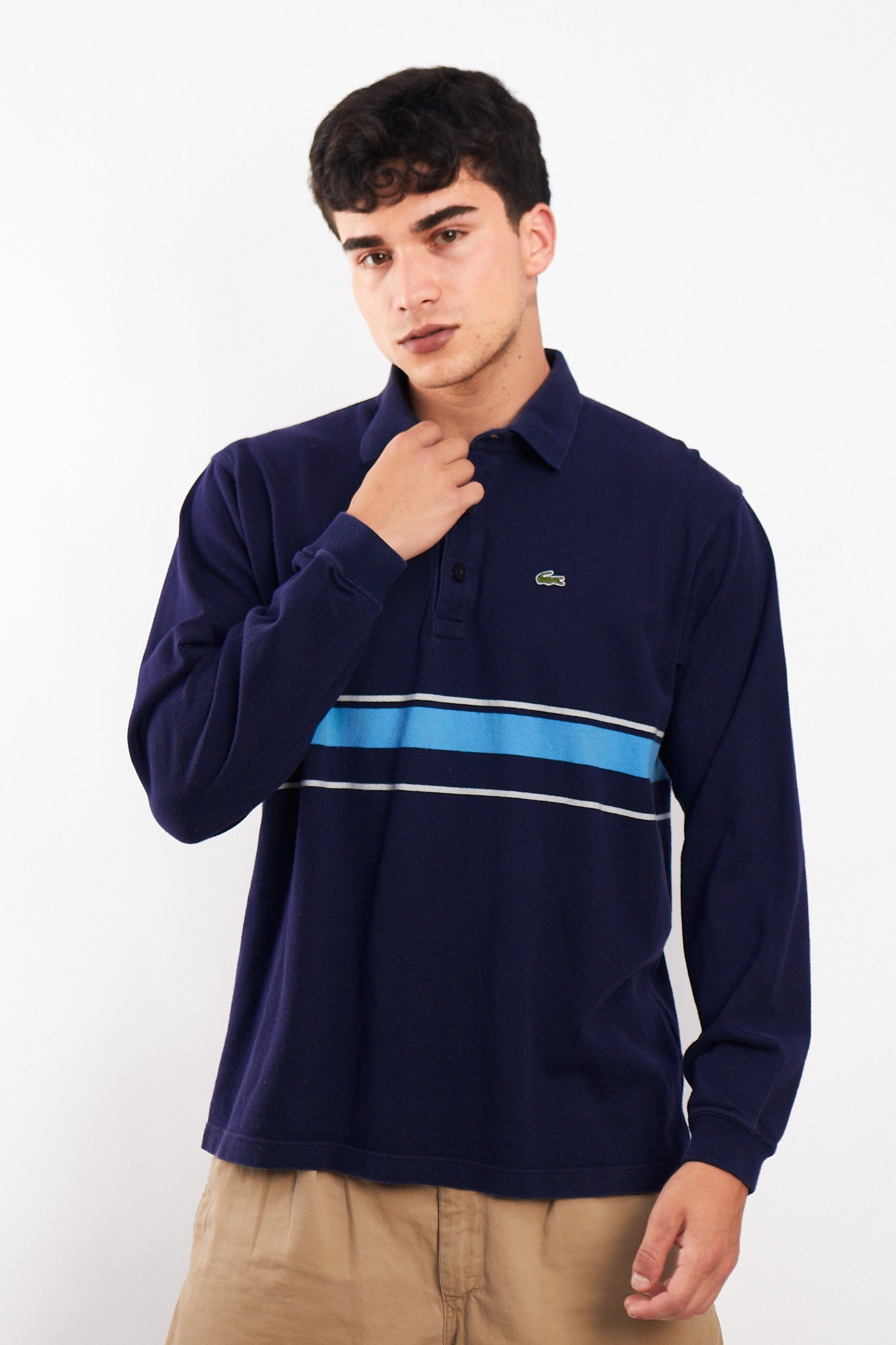 2000 Lacoste Navy Rugby Polo Shirt (L)