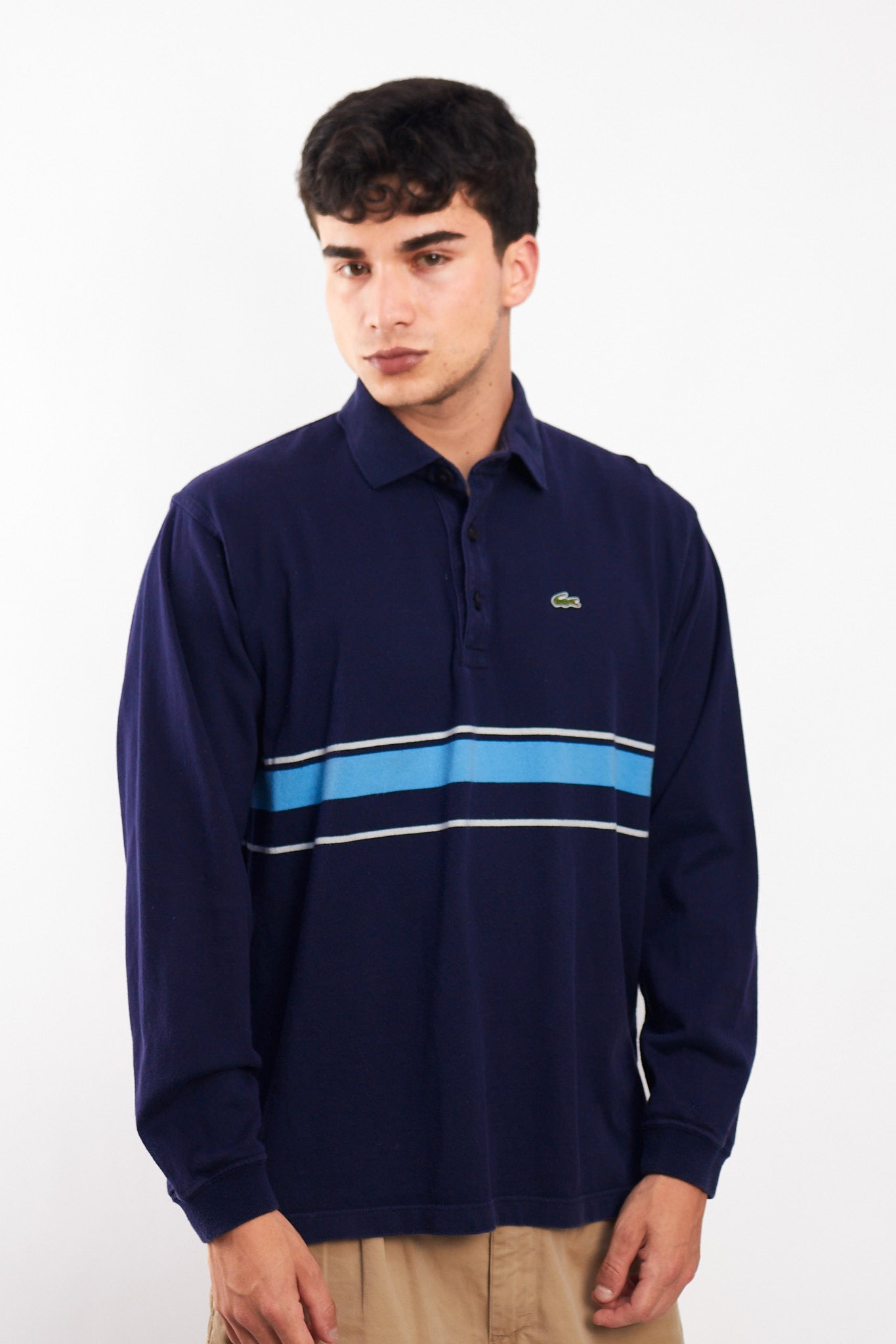 2000 Lacoste Navy Rugby Polo Shirt (L)